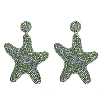1 Pair Glam Shiny Starfish Plating Inlay Cloth Rhinestones Drop Earrings main image 2