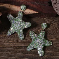 1 Pair Glam Shiny Starfish Plating Inlay Cloth Rhinestones Drop Earrings main image 3