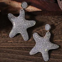 1 Pair Glam Shiny Starfish Plating Inlay Cloth Rhinestones Drop Earrings sku image 1
