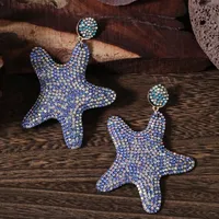 1 Pair Glam Shiny Starfish Plating Inlay Cloth Rhinestones Drop Earrings sku image 3