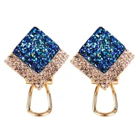 1 Pair Elegant Shiny Rhombus Plating Inlay Alloy Artificial Rhinestones 18k Gold Plated Ear Studs main image 2