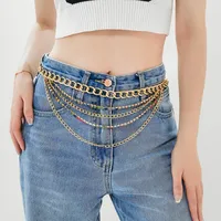 Hip-hop Punk Geometric Metal Plating Inlay Rhinestones Women's Chain Belts main image 5