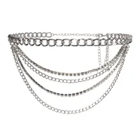 Hip-hop Punk Geometric Metal Plating Inlay Rhinestones Women's Chain Belts sku image 1