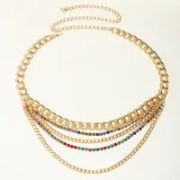 Hip-hop Punk Geometric Metal Plating Inlay Rhinestones Women's Chain Belts sku image 4