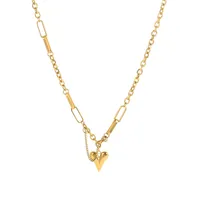 304 Stainless Steel 18K Gold Plated Sweet Simple Style Plating Chain Heart Shape Pendant Necklace main image 5
