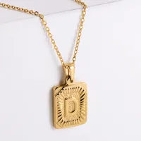 304 Stainless Steel 18K Gold Plated Simple Style Plating Letter No Inlaid Pendant Necklace sku image 4