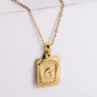 304 Stainless Steel 18K Gold Plated Simple Style Plating Letter No Inlaid Pendant Necklace sku image 7