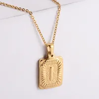 304 Stainless Steel 18K Gold Plated Simple Style Plating Letter No Inlaid Pendant Necklace sku image 9