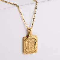 304 Stainless Steel 18K Gold Plated Simple Style Plating Letter No Inlaid Pendant Necklace sku image 12