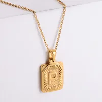 304 Stainless Steel 18K Gold Plated Simple Style Plating Letter No Inlaid Pendant Necklace sku image 16