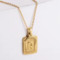 304 Stainless Steel 18K Gold Plated Simple Style Plating Letter No Inlaid Pendant Necklace sku image 18