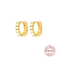 1 Pair 925 Sterling Silver Shell Circle Hoop Earrings main image 1