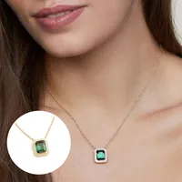 925 Sterling Silver Zircon Inlay Geometric Pendant Necklace main image 1