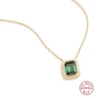 925 Sterling Silver Zircon Inlay Geometric Pendant Necklace main image 3