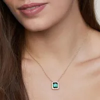 925 Sterling Silver Zircon Inlay Geometric Pendant Necklace main image 2