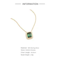 925 Sterling Silver Zircon Inlay Geometric Pendant Necklace main image 5