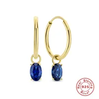 1 Pair 925 Sterling Silver Gem Geometric Earrings main image 4