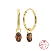 1 Pair 925 Sterling Silver Gem Geometric Earrings sku image 2