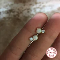 1 Pair 925 Sterling Silver Opal Round Earrings main image 4