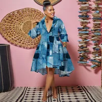 Women's Regular Dress Casual Turndown Printing 3/4 Length Sleeve Color Block Leopard Camouflage Midi Dress Daily main image 3