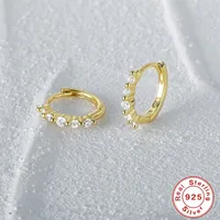 1 Pair 925 Sterling Silver Zircon Round Hoop Earrings main image 4