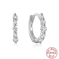 1 Pair 925 Sterling Silver Zircon Round Hoop Earrings main image 3
