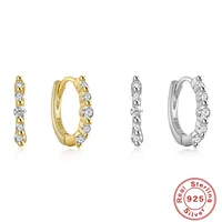 1 Pair 925 Sterling Silver Zircon Round Hoop Earrings main image 5