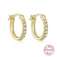 1 Pair 925 Sterling Silver Zircon Round Hoop Earrings main image 3