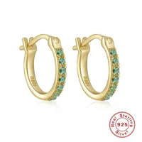 1 Pair 925 Sterling Silver Zircon Round Hoop Earrings main image 1