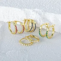 1 Pair 925 Sterling Silver Zircon Round Hoop Earrings main image 5