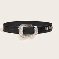 Fashion Butterfly Pu Leather Alloy Inlay Rhinestones Unisex Leather Belts 1 Piece main image 2