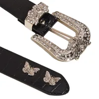 Fashion Butterfly Pu Leather Alloy Inlay Rhinestones Unisex Leather Belts 1 Piece main image 3
