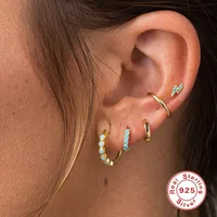 1 Set 925 Sterling Silver Turquoise Round Earrings main image 2