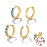 1 Set 925 Sterling Silver Turquoise Round Earrings main image 1