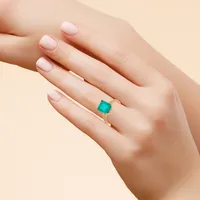 925 Sterling Silver Natural Stone Rhinestones Square Rings main image 2