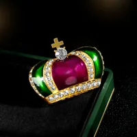 Retro Crown Alloy Inlay Rhinestones Unisex Brooches main image 1