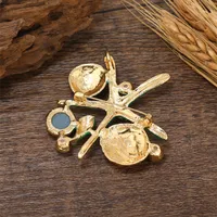 Korean Style Starfish Shell Alloy Plating Inlay Rhinestones Pearl Unisex Brooches main image 4