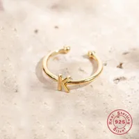 925 Sterling Silver Letter Open Ring main image 5