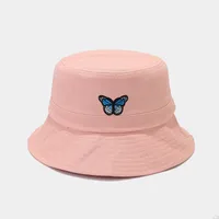 Women's Simple Style Butterfly Embroidery Wide Eaves Bucket Hat sku image 4