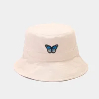 Women's Simple Style Butterfly Embroidery Wide Eaves Bucket Hat sku image 3