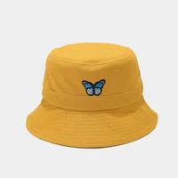Women's Simple Style Butterfly Embroidery Wide Eaves Bucket Hat sku image 5
