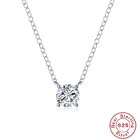 925 Sterling Silver Zircon Cable Chain Plating Geometric Pendant Necklace sku image 1
