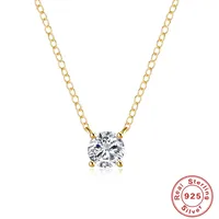 925 Sterling Silver Zircon Cable Chain Plating Geometric Pendant Necklace main image 1