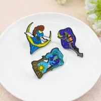 Retro Astronaut Moon  Alloy Stoving Varnish Unisex Brooches main image 5