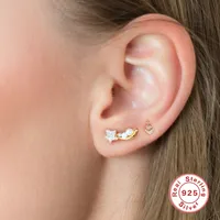 1 Piece 925 Sterling Silver Artificial Pearls Zircon Star Ear Studs main image 3