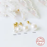1 Piece 925 Sterling Silver Artificial Pearls Zircon Star Ear Studs main image 1