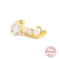 1 Piece 925 Sterling Silver Artificial Pearls Zircon Star Ear Studs sku image 10