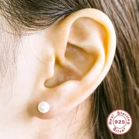1 Piece 925 Sterling Silver Artificial Pearls Zircon Star Ear Studs main image 5