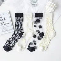 Women's Casual Round Dots Stripe Cherry Nylon Cotton Jacquard Crew Socks A Pair main image 1