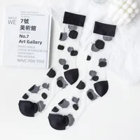 Women's Casual Round Dots Stripe Cherry Nylon Cotton Jacquard Crew Socks A Pair sku image 1